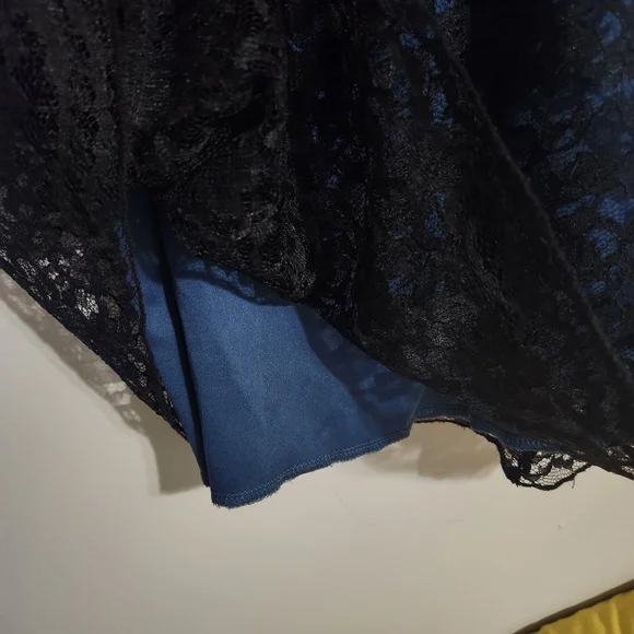 Xhilaration Juniors Sleeveless Strap Ruffle Blue and Black Lace Dress, size S - Picture 8 of 8